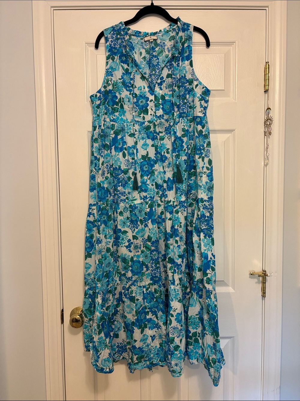 Tuckernuck Blue and White Floral Tiered Maxi Dress